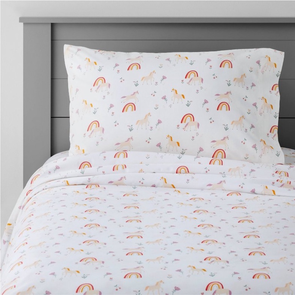 PILLOWFORT NWT unicorn cotton kids sheet set -twin